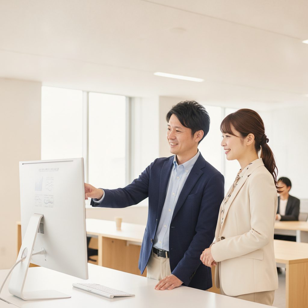 納品されたシステムを社内で実際に使っているところ