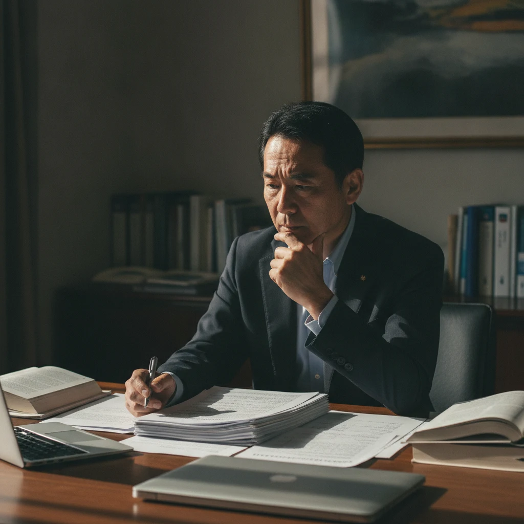 認定講師の名簿を確認する協会の主宰者